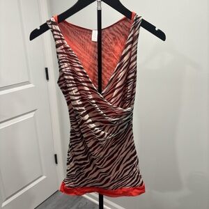 Sweet Pea Red and Black Zebra-Style Sleeveless Top